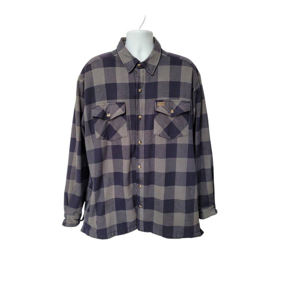 Guide Series Shirt Jacket Men XLT Gray Plaid Flannel Lined Shacket Chore Barn